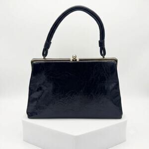 Vintage 1960s Dover Navy Patent Leather Handbag - Made in USA - MCM